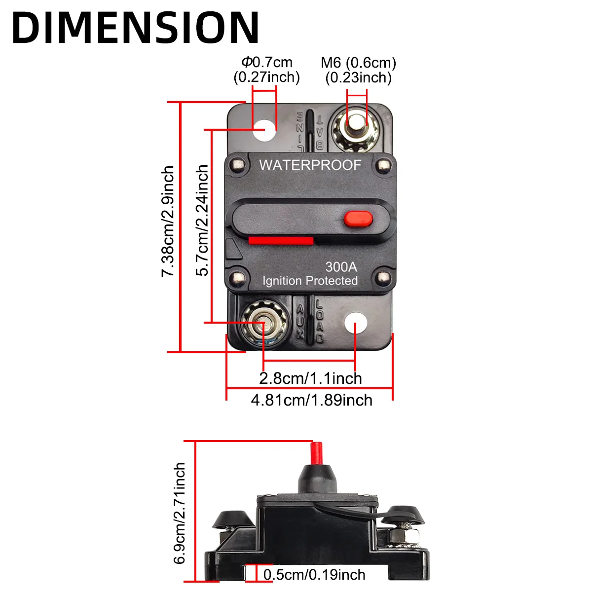 Car Waterproof Circuit Breaker Fuse Ribbon Reset 30A 40A 60A 70A 80A 100A 150A 200A 250A 300A AMP12-48V DC Car Boat Car Audio - Image 6