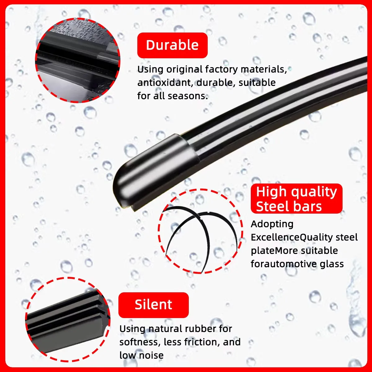 1PC Car Windshield Wiper Blade J/U-Shaped Universal Windshield Wiper Natural Rubber Accessories 14"16"18"19"20"21"22"24"26" - Image 3