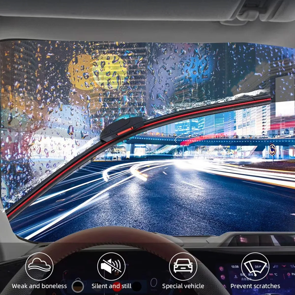Car Windshield Wiper Blade Waterproof Double Rubber Wiper Blade 13 "14" 16 "18" 19 "20" 21 "22" 24 "26" 28 "J U Hook Wiper - Image 3