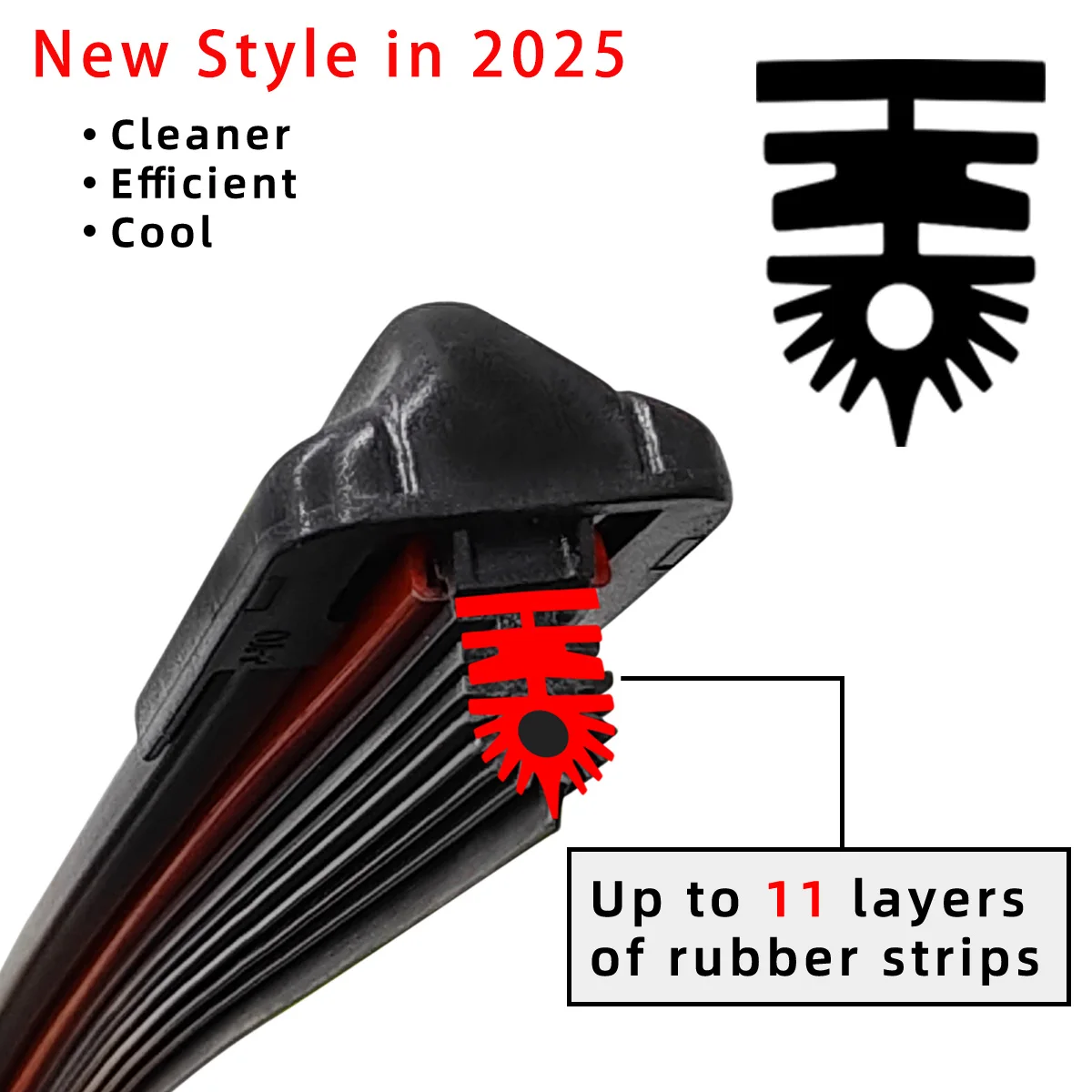 Car Front Windshield Wiper Blade 11 Layer Rubber Strip Wiper Blade J/U-Shaped Wiper Blade 14"15"16"17"18"19"20"21"22"24"26"28" - Image 3