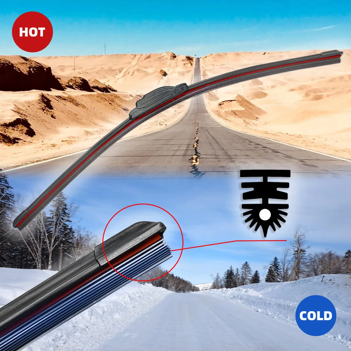 Car Front Windshield Wiper Blade 11 Layer Rubber Strip Wiper Blade J/U-Shaped Wiper Blade 14"15"16"17"18"19"20"21"22"24"26"28" - Image 4