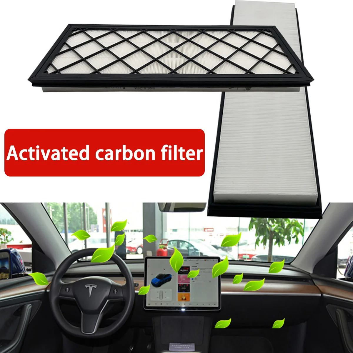 4PCS External Air Conditioning Filter Carbon Cloth Filter Suitable For Tesla Model Y 2020-2024 Activated Carbon Filter Cartridge - Image 3