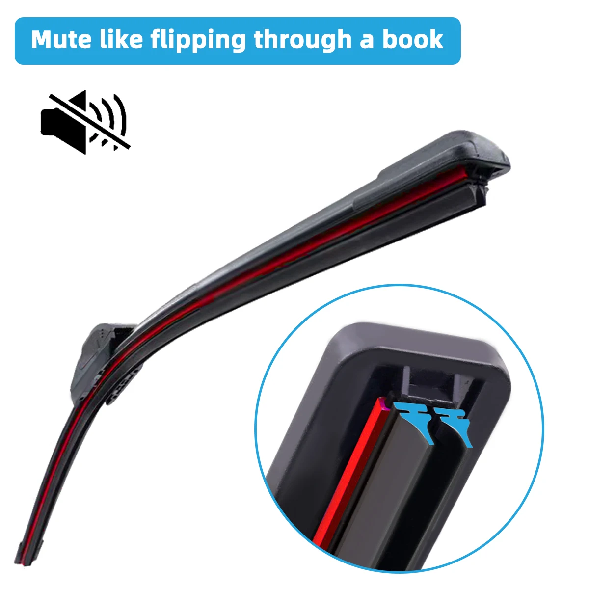 1PC Universal double rubber strip J/U-shaped wiper blade, front wiper glass cleaner wiping blade - Image 4