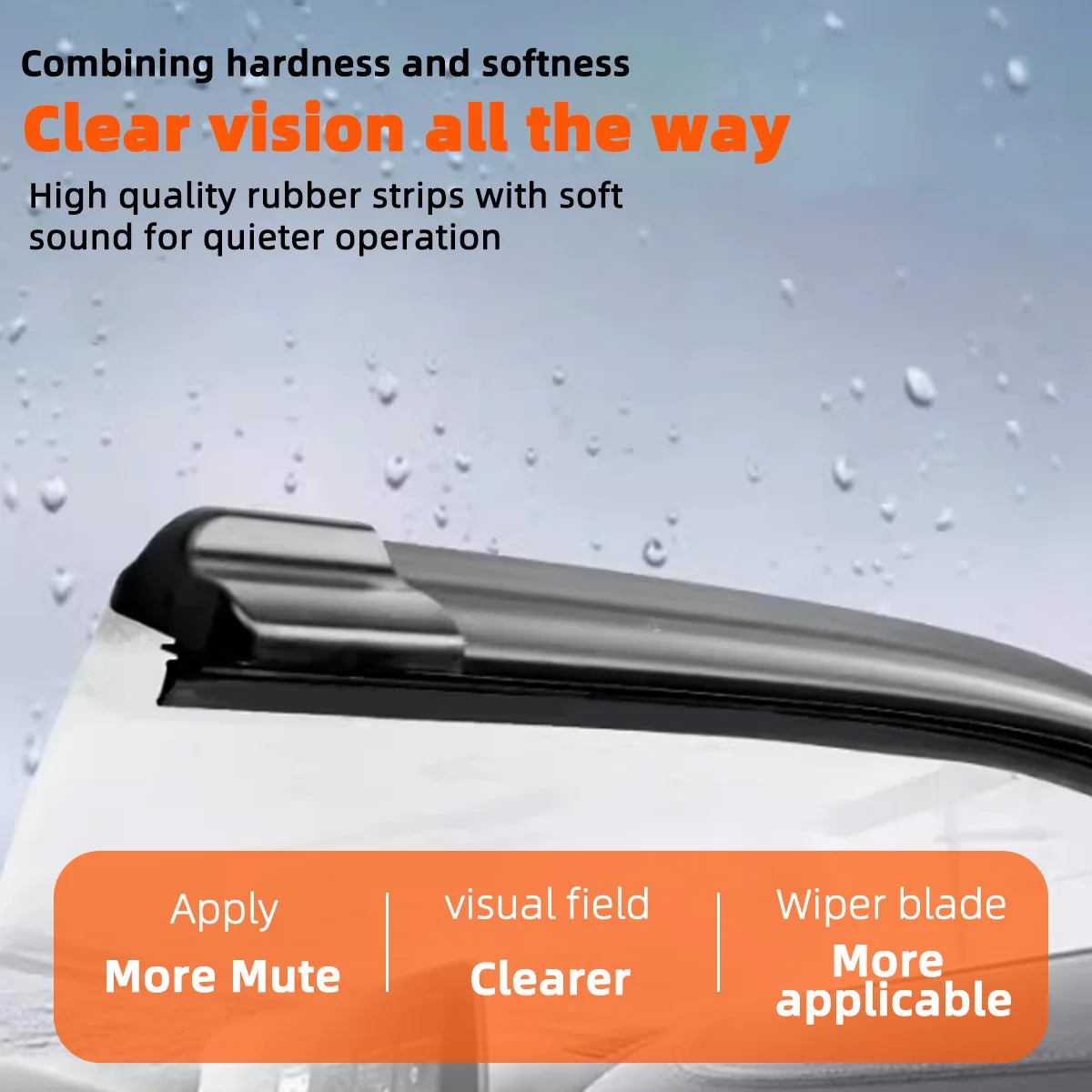 13"-28" Upgrade the universal J/U-shaped hook frameless wiper with high-quality rubber sheet for car windshield wipers - Image 3