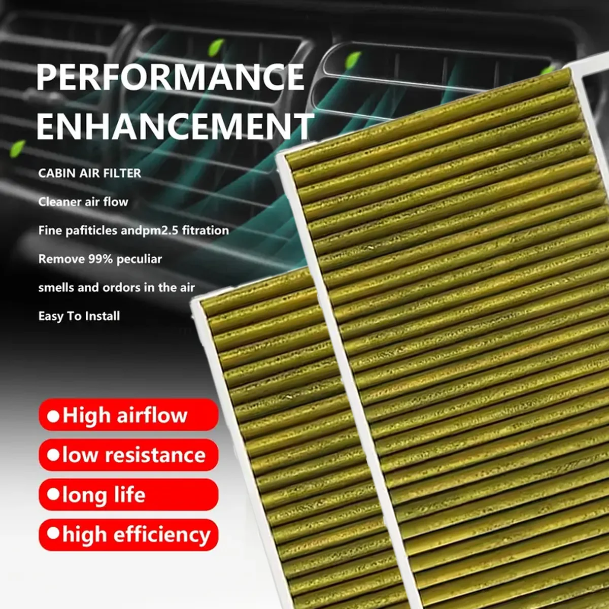 Car Cabin Air Conditioning Filter Use Activated Carbon Dual Effect Filter Suitable For Tesla Model 3 Model Y Cabin Air Filter - Image 2