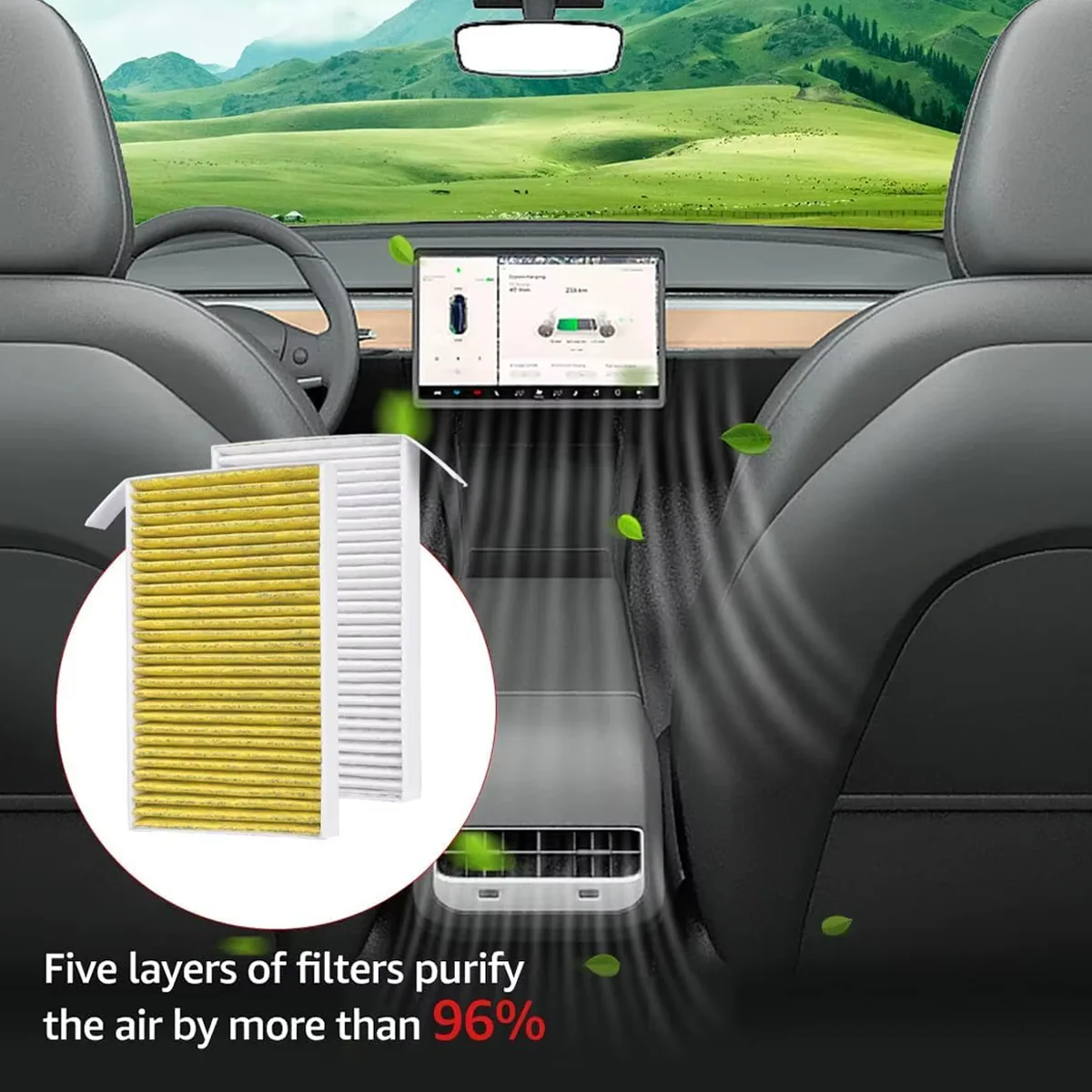 Car Cabin Air Conditioning Filter Use Activated Carbon Dual Effect Filter Suitable For Tesla Model 3 Model Y Cabin Air Filter - Image 4