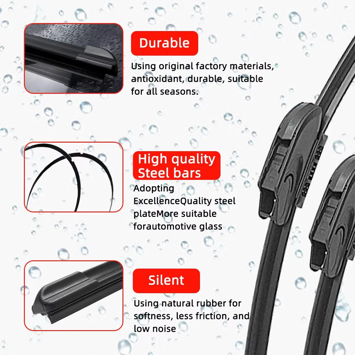 Car Wiper Kit Suitable For BMW X5 F15 2013-2018 Front Windshield Wiper And Rear Window Wiper Blade Brush Accessories 24"+20"+12" - Image 2